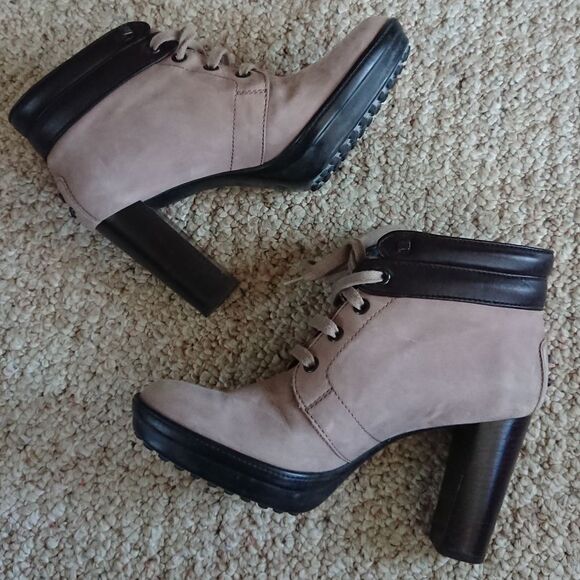 TOD'S Suede Studded Accents Lace-Up Boots size 37